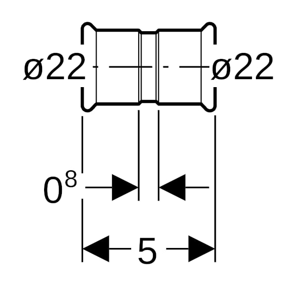 Geberit Mapress Edelstahl Muffe d22 (Gas)
