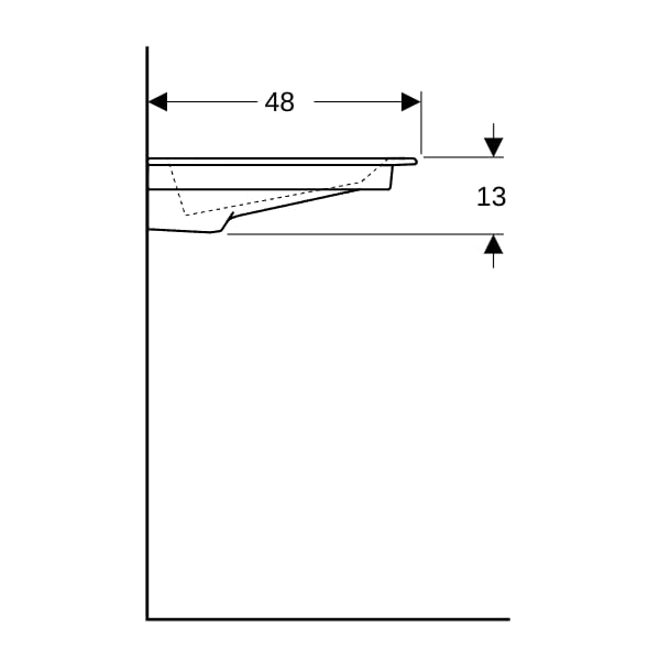 Geberit ONE MWT 120x48cm, CleanDrain o. Hl., o. Ül., weiß, KeraTect/weiß glzd