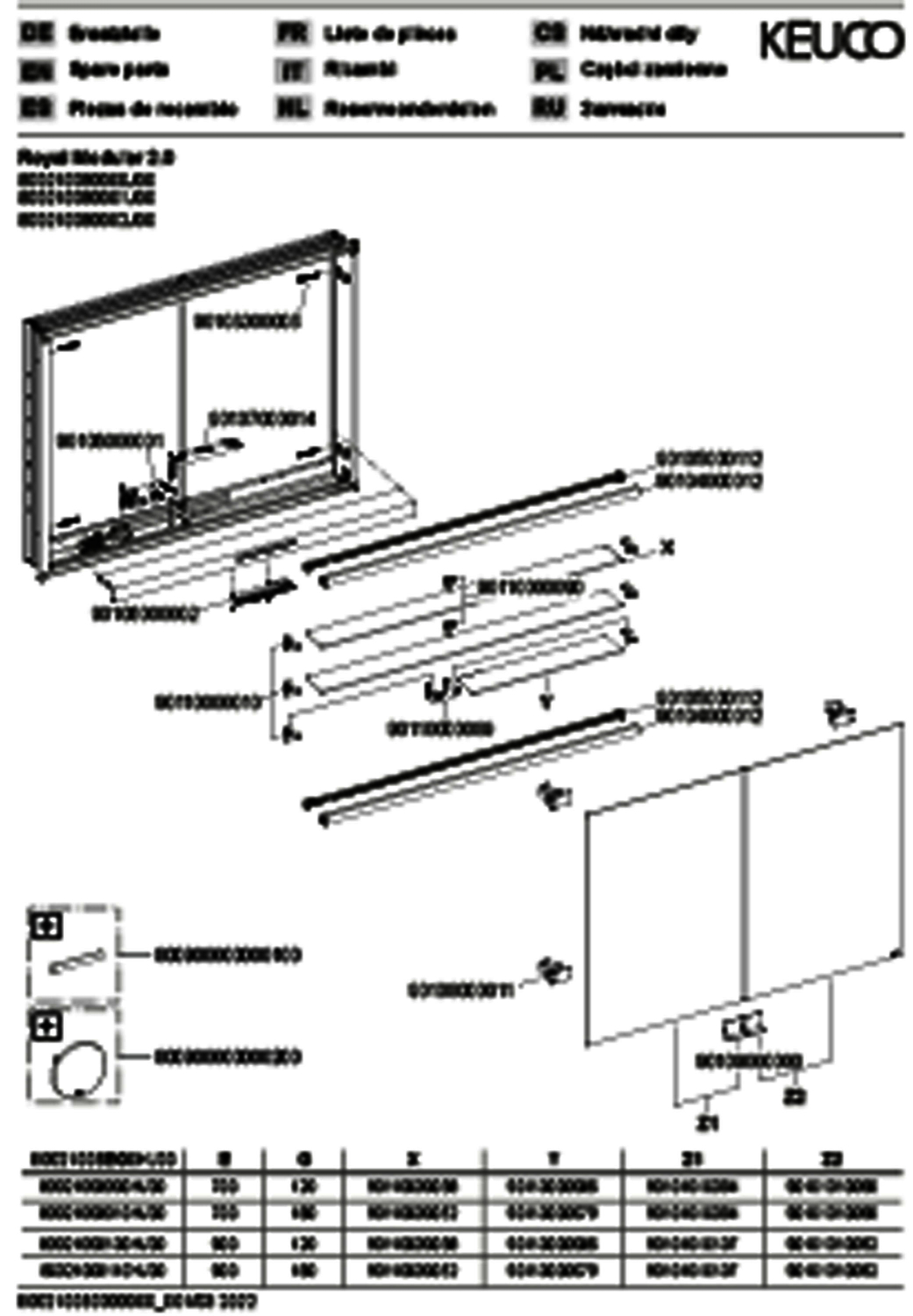 KEUCO Royal Modular 2.0 SPS, bel. 80021, Einb,1Steckd/USB,sb-elox,800x700x120mm