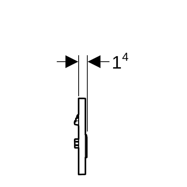Geberit Typ 50 BetPl., eckig, für UR-Strg. pneum. Sp., T:1,4cm, Rauchglas verspieg.