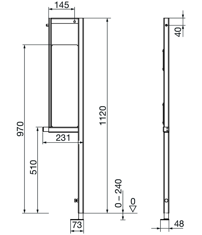 Viega Prevista Dry Befestigungs Element Objektvariante 1120mm 8570.71 links