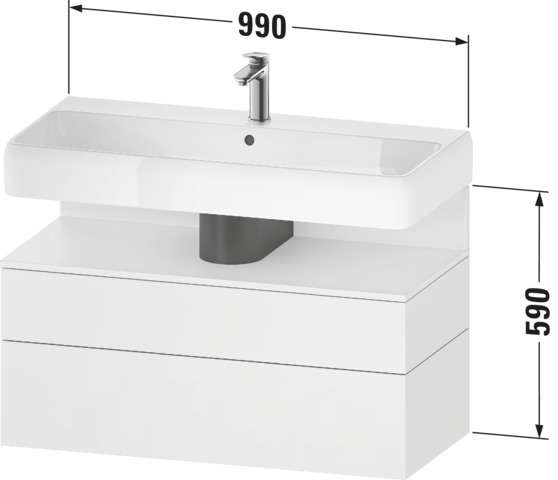 Duravit Qatego WTU,Wandh,990x470x590mm,Ausz:1 Eiche Schwarz Matt,Ni:Eiche Schw.M,Dekor