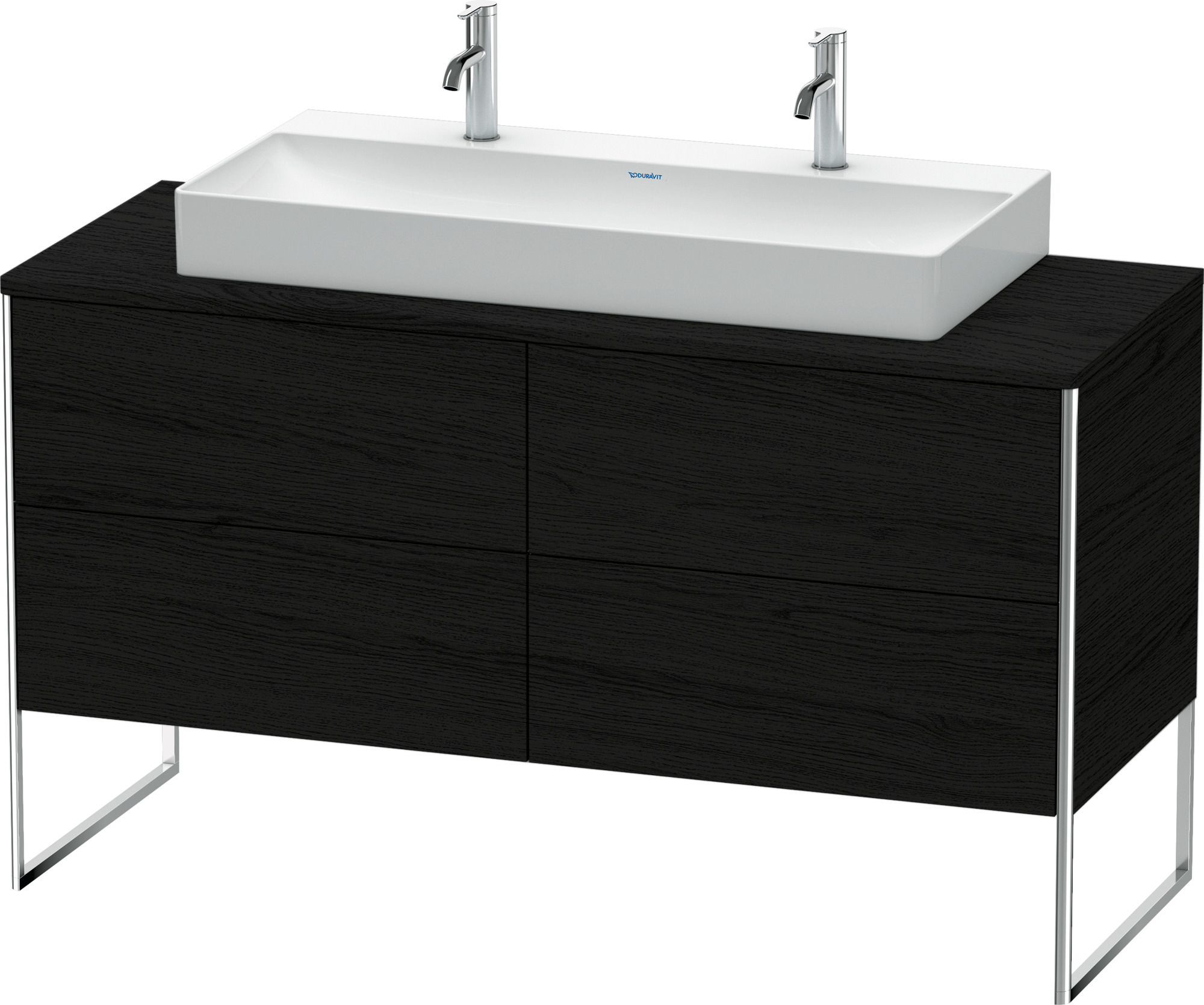 Duravit WTU XSquare 778x1400x548mm,Becken m. 4 Schubkästen, Eiche Schwarz,