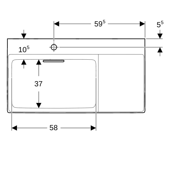 Geberit ONE WT 90x48cm, CleanDrain, Ablg.re m. Hl., o. Ül., weiß, KeraTect/weiß glzd