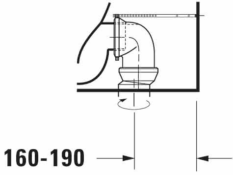 DU Stand-WC Kombi Starck 1 640 mm Tiefspüler, f.SPK, Abg.Vario, weiß