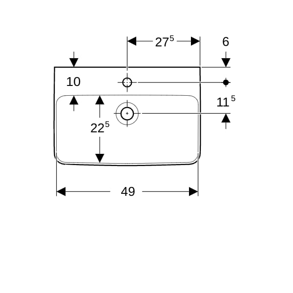 Geberit Renova Compact Waschtisch, 55x37cm m. Hl., m. Ül., weiß, KeraTect