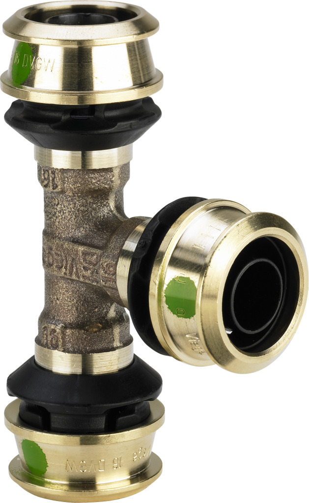 Viega T-Stück mit SC Raxofix 5318 in 20x25x20mm Siliziumbronze