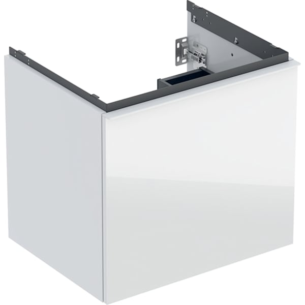 Geberit Acanto US für WT B:60cm, 1 Schubl. 1 i.Schubl., weiß hgl./Glas weiß