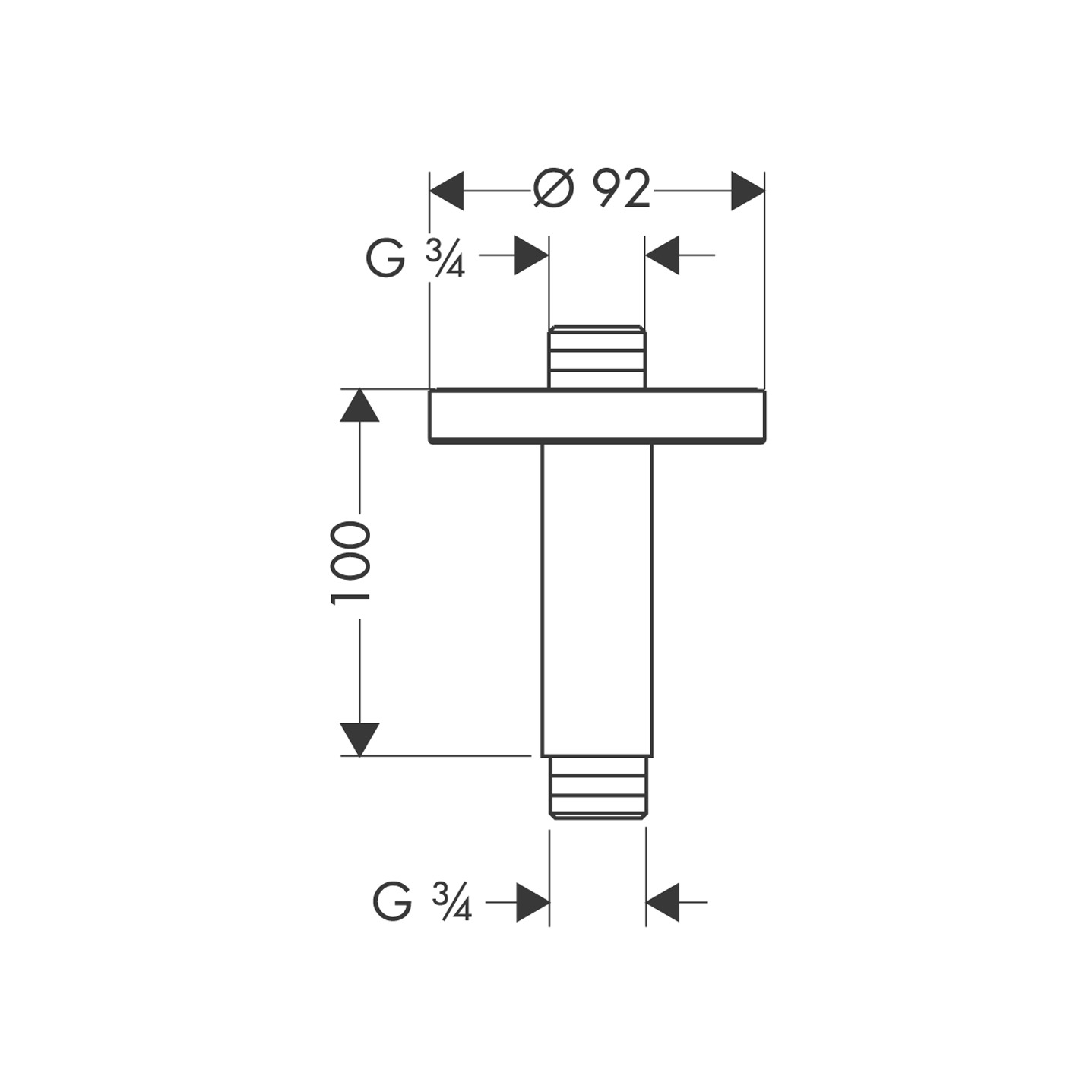 Hansgrohe Decken-Anschlussstück DN20 100mm chrom