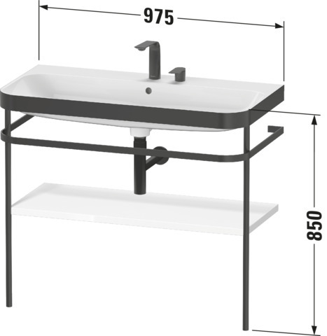 Duravit Metallk. mit Happy D.2 Plus bodenst. 850x975x490mm, 2 HL, Weiß Hochglanz