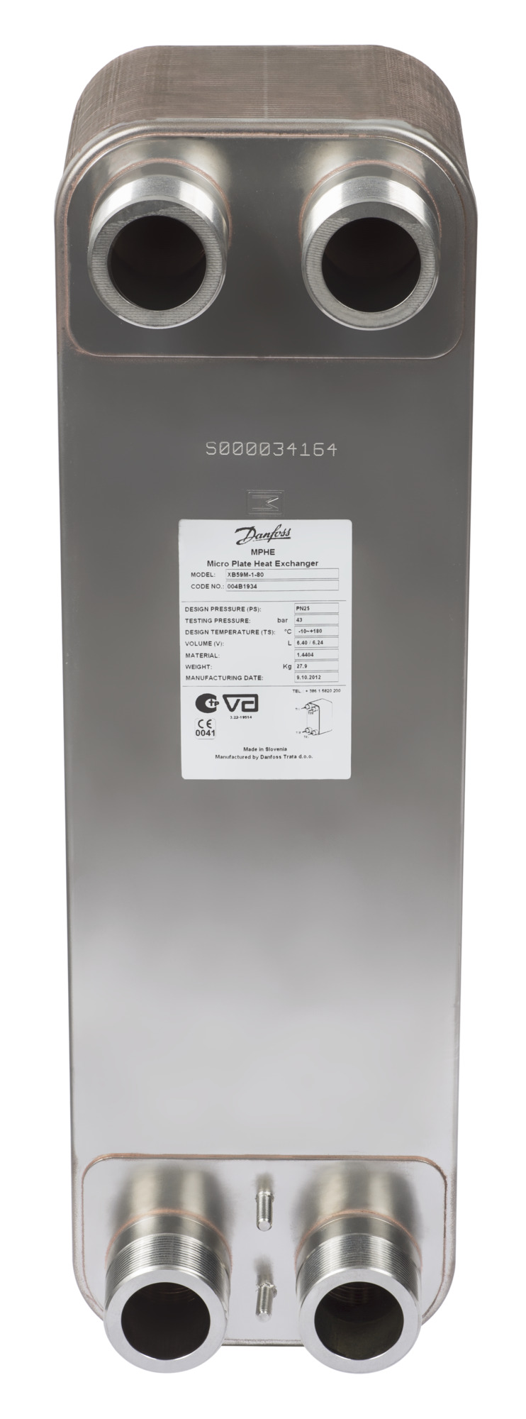 Danfoss gelöteter Wärmeübertrager MPHE XB 59M-1 50 PN25 G 2 A x 52mm