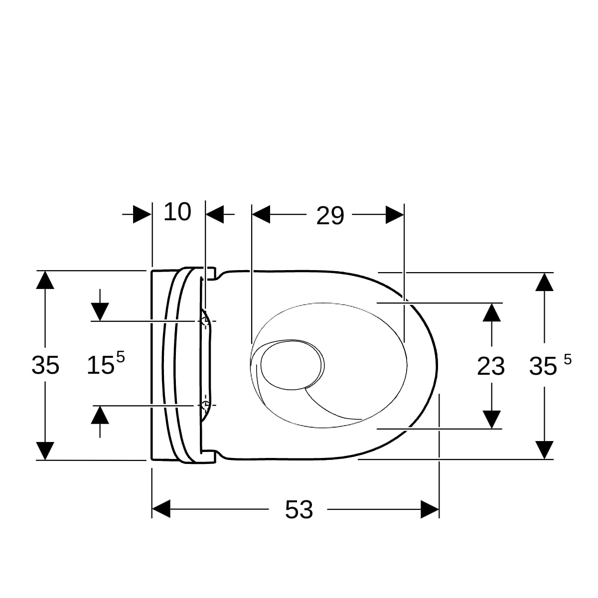 Geberit Acanto Set WWC m. WC-Sitz, Tiefspüler TurboFlush, geschl. Form, T:53cm, weiß