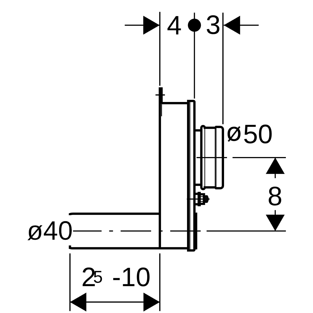 Geberit Urinal Geruchsverschluss Abgang horizontal mit Sonde d40