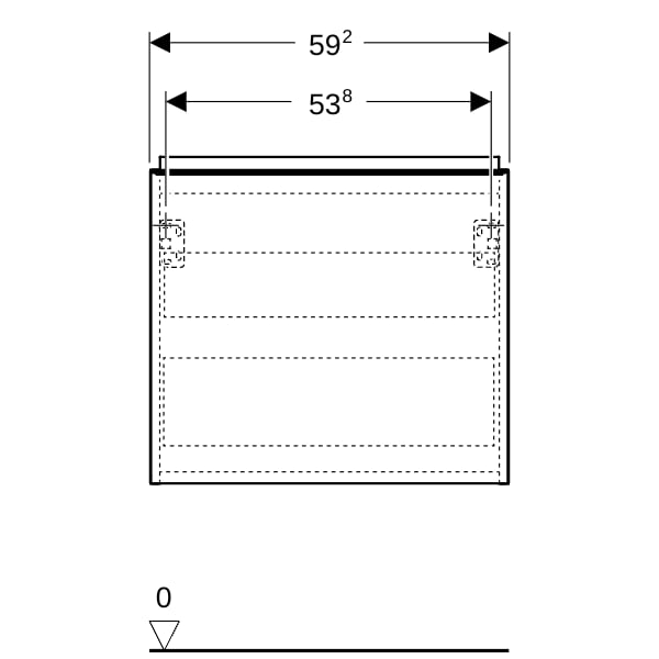 Geberit Acanto US für WT B:60cm, 1 Schubl. 1 i.Schubl., weiß hgl./Glas weiß