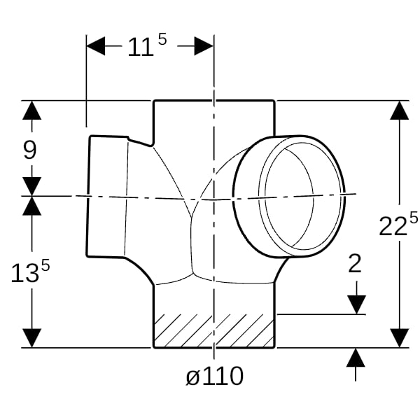 Geberit Silent-db20 Bogeneckabzweig 88,5/135Gr d110/110