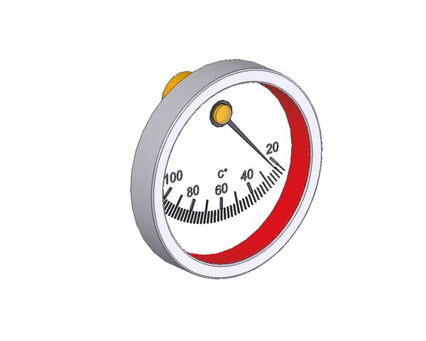 Flamco Thermometer zentrisch Rot -Neutral- D=63mm, 20-130 Grad C