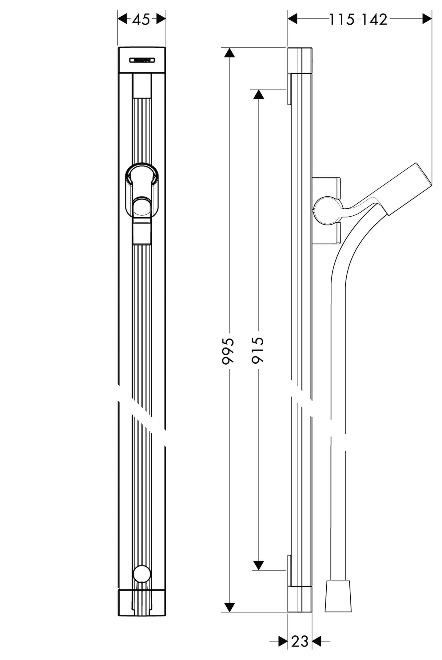 Hansgrohe Brausenstange Raindance Unica'S 900mm chrom Hansgrohe Brausenstange Raindance Unica'S 900mm chrom