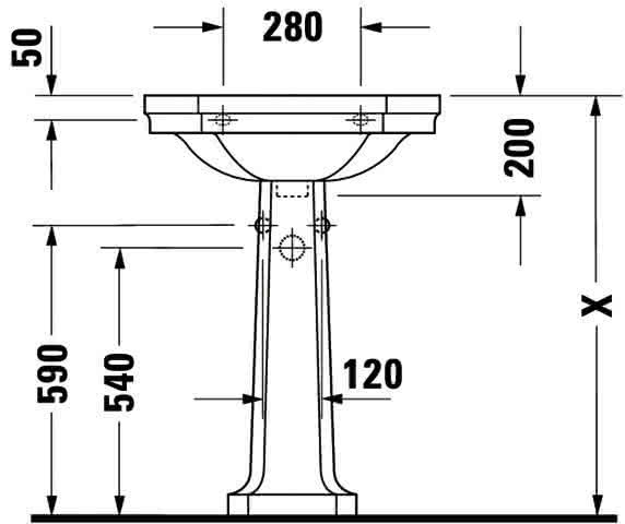 DU Waschtisch 1930 600 mm mit ÜL, mit HLB, 1 HL, weiß