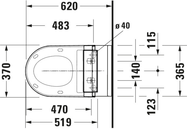 Duravit Wand-WC Starck 3 620 mm, Tiefspüler Durafix,f.SW m.verd.Anschl.,weiß,HYG