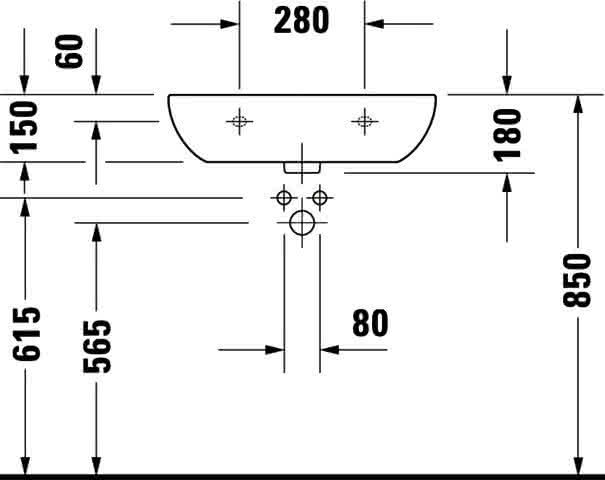 DU Waschtisch D-Code 600 mm mit ÜL, mit HLB, 1 HL, weiß