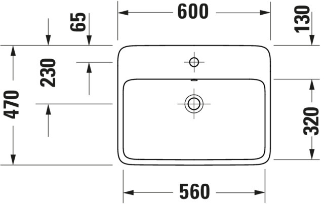 DU Qatego Aufsatzbecken 600mm, geschl. mit HLB, HL 1, mit ÜL, Weiß HG,