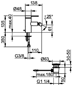 KEUCO EHM-Bidetmischer Plan blue 53909, mit Ablaufgarnitur, verchromt