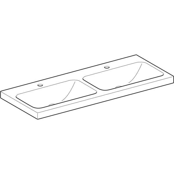 Geberit iCon Light Doppelwaschtisch 120x48cm mit Hahnloch, ohne Ül., weiß, KeraTect