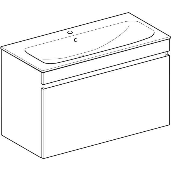 Geberit Renova Plan Set MWT m. US, 1 Schubl. 100x62,2x48cm, Nussbaum hi hell/KeraTect