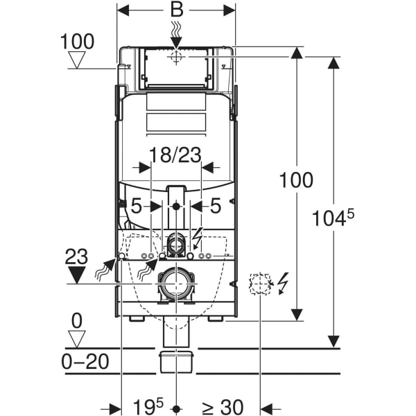 Geberit GIS Element für WWC, 114 cm, mit Sigma UP-SPK 12 cm