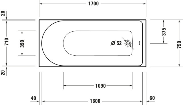 DU D-Neo BW 1700x750,Einbauversion Rückenschr. 1 Pos.Variabel, Weiß