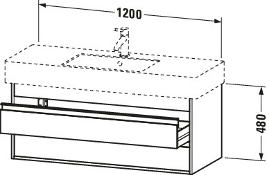 DU WTU wandhängend Ketho 455x1200x480mm 2 SchKa, für 032912, weiß hochglanz