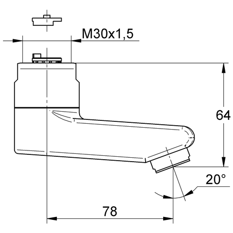 GROHE Gussauslauf 440451 77mm für Eichelberg WT-Wandarmaturen chrom