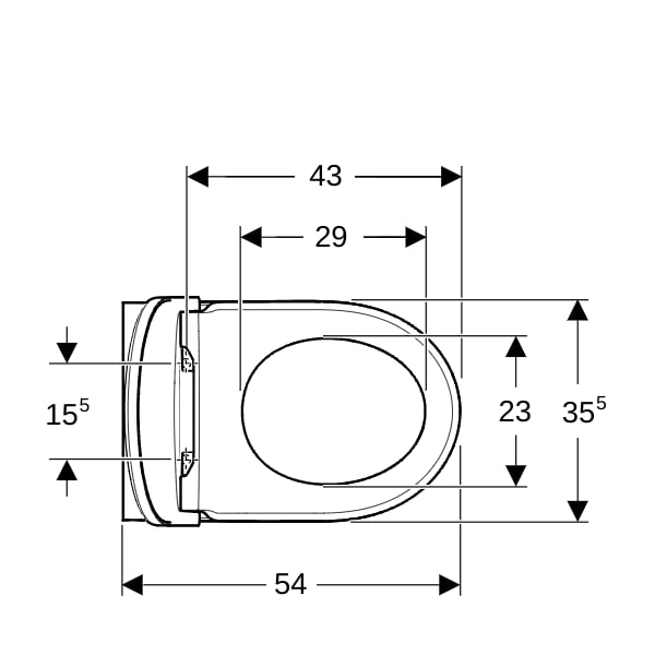 Geberit Renova Set WWC, Tiefsp. TurboFlush, m. WC-Sitz, T:54cm, weiß