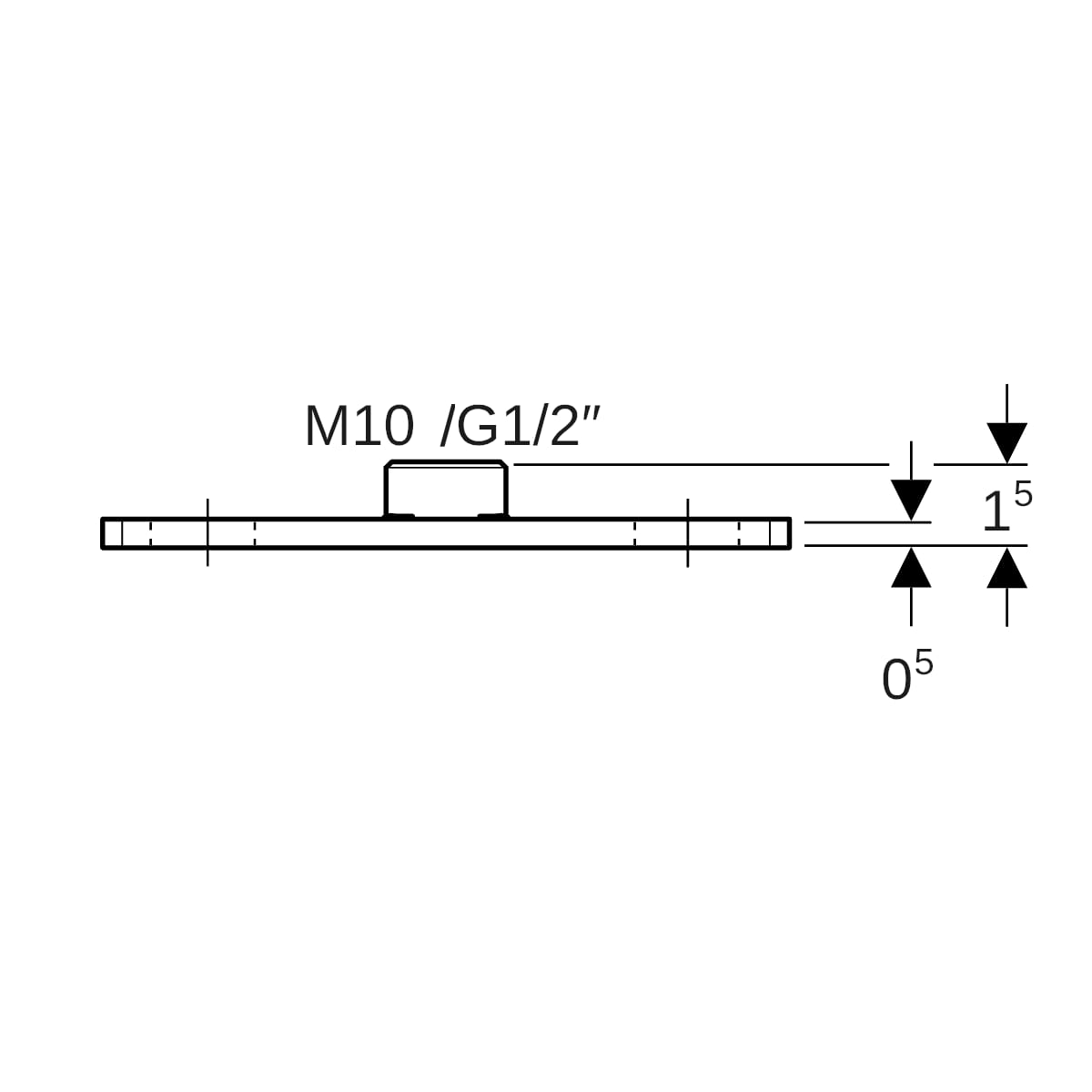 Geberit Grundplatte eckig 2-Loch mit Gewindemuffe M10 / G1/2
