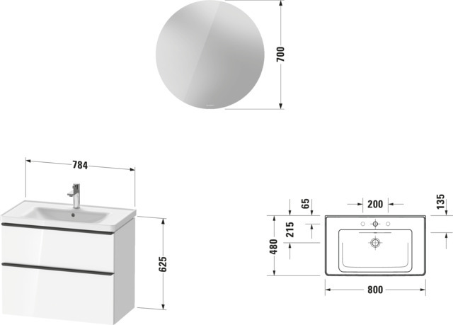 Duravit D-Neo Möbel-Set wandh. 800x480mm WT,WTU Ausz 1,SBK 1,SP Rund, Graphit M.