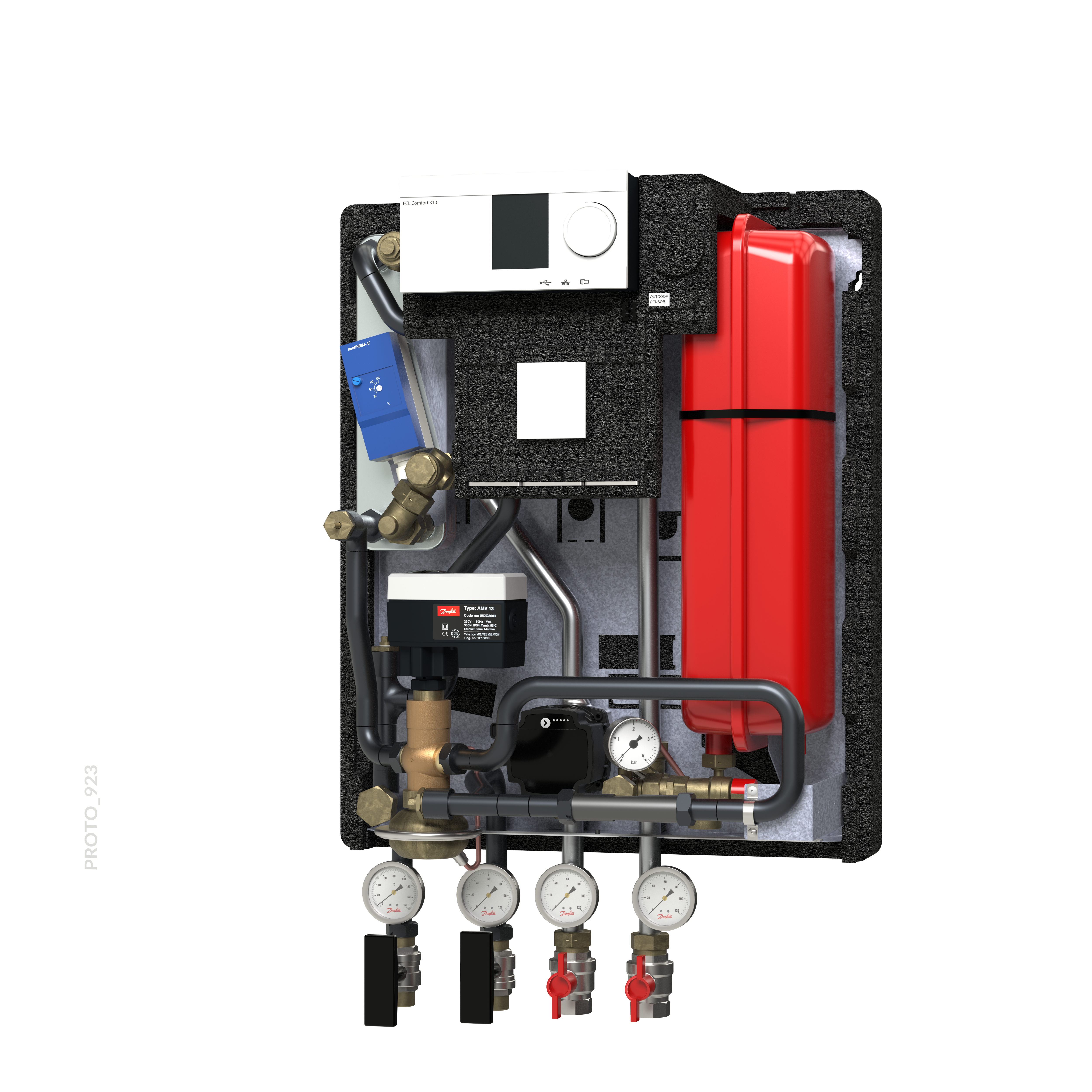 Danfoss Hausstation VXe Solo H HT, 1 HE:25kW, ECL310/A237, PN25, STW
