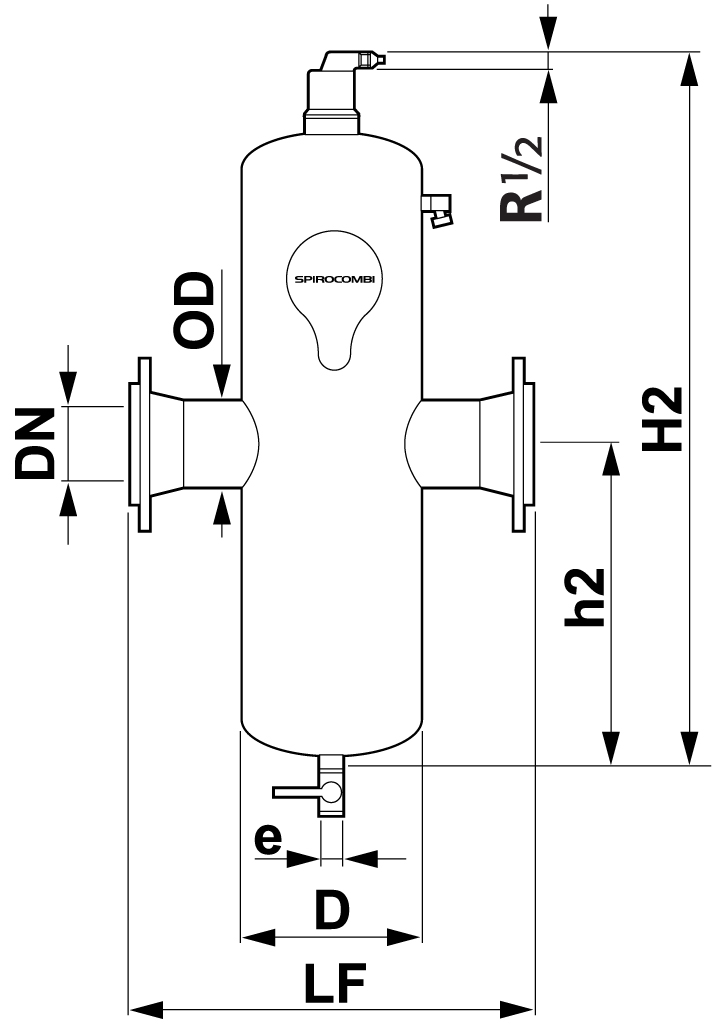 Spirotech Luft- u. Schlammabscheider SpiroCombi DN 80 - Flansch, 10 bar / 110 Grad