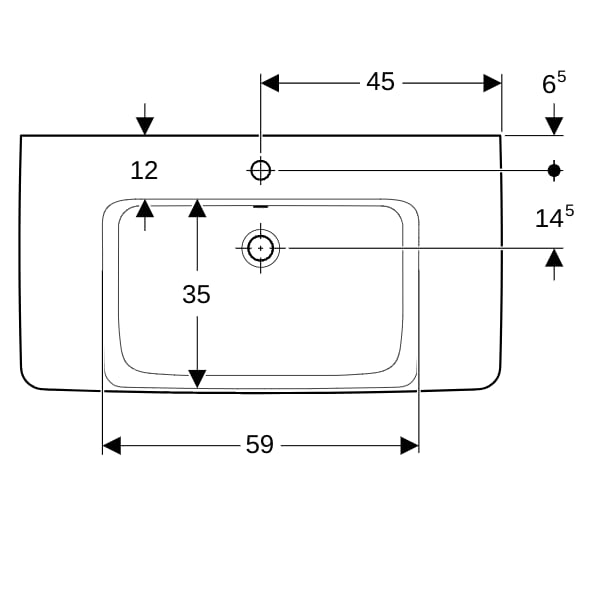 Geberit Renova Plan WT mit Ablagefl., 90x48cm m. Hl., m. Ül., weiß, KeraTect