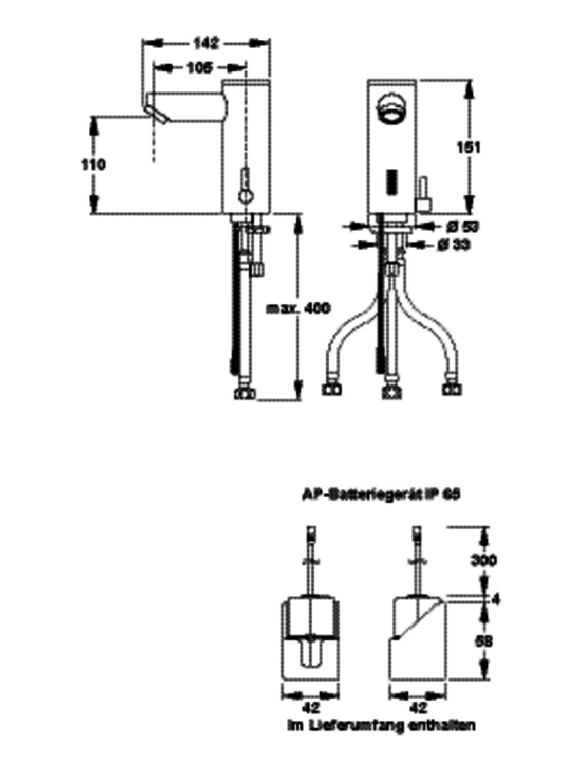 Armatur Saniline Style SWE Offen Batterie