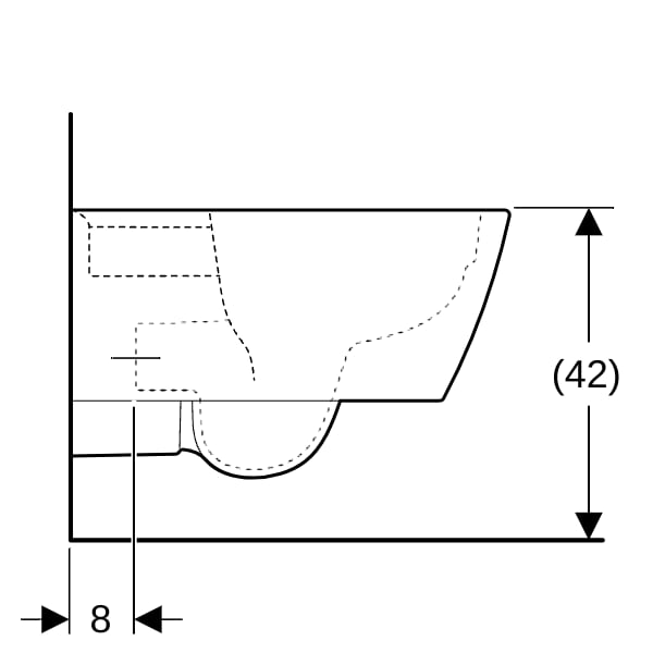 Geberit iCon Wand-WC eckig, Tiefspüler geschlossene Form, Rimfree, weiß