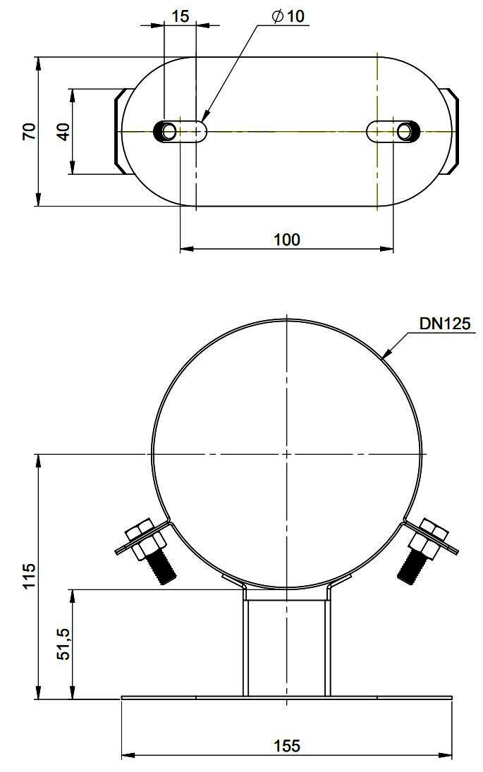 MHG Befestigungs-Set 50, DN 125 Aussenwand WhP, weiß,Edelstahl