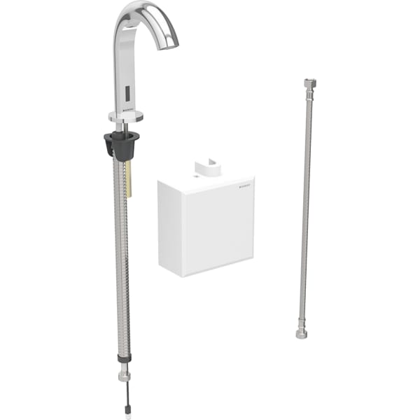 Geberit Piave WT-Arm., Standmontage, Batterie mit AP-Funkt.Box, o.Misch., hgl.verchr. Geberit Piave WT-Arm., Standmontage, Batterie mit AP-Funkt.Box, o.Misch., hgl.verchr.