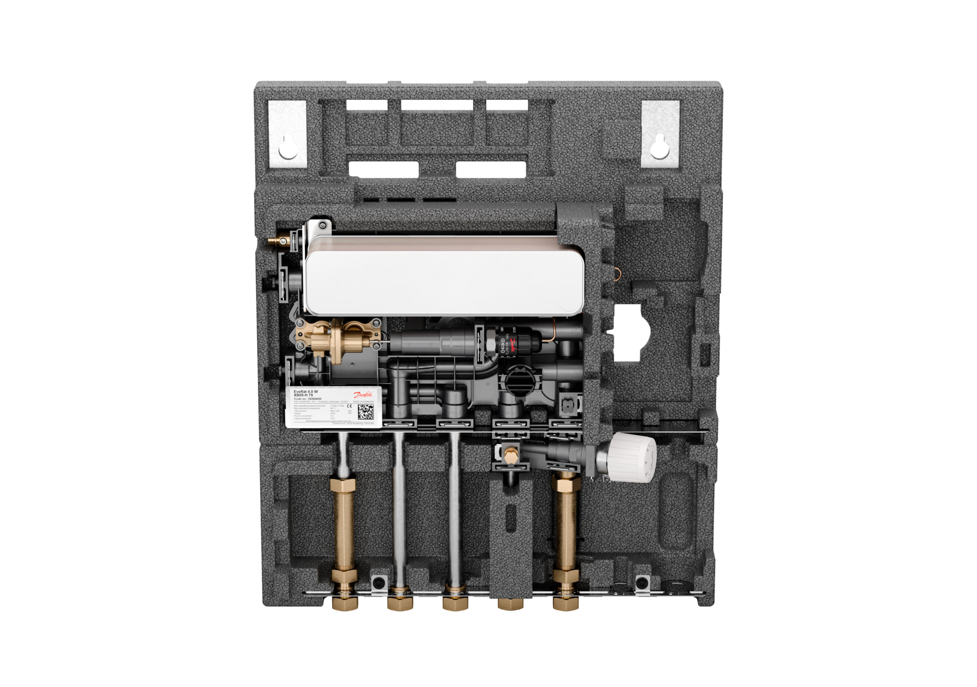Danfoss Wohnungsstation EvoFlat 4,0 W2 für Trinkwasserwärmung, 10 bar, 95C, Kup