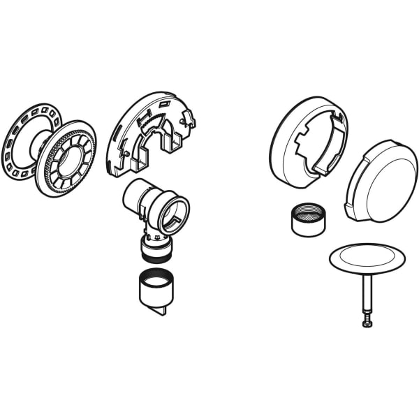 Geberit Fertigbauset für Badewannenablauf d52 mit Zulauf, chrg Geberit Fertigbauset für Badewannenablauf d52 mit Zulauf, chrg
