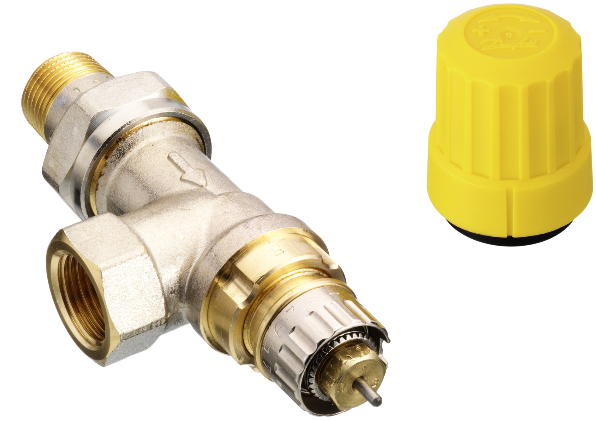Danfoss Ventilgehäuse RA-UR 10 R 3/8, UK (Axial), matt vernickelt