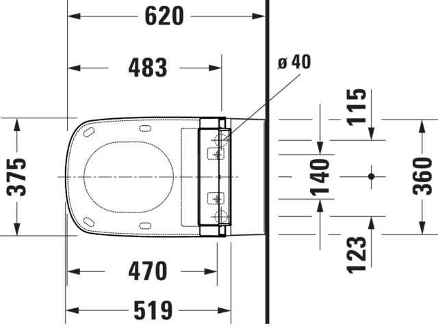 DU Wand-WC DuraStyle 620 mm, TS, rimless Durafix, f.SW m.verd.Anschl., weiß, HYG