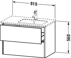 Duravit WT-Unterbau XSquare,2 Schubk.,für ME Becken re.,560x810x478mm,Betongrau Matt