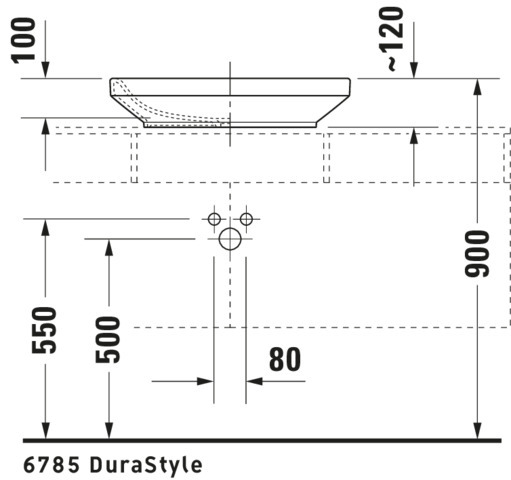 DU Aufsatzbecken DuraStyle 600 mm o.ÜL, o.HLB, geschliffen, weiß