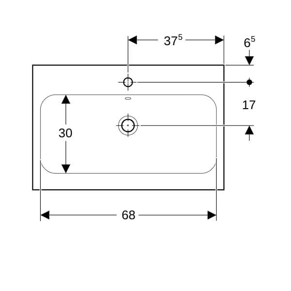 Geberit iCon Light Aufsatzwaschtisch 75x48cm mit Hahnloch, mit Überlauf, weiß matt