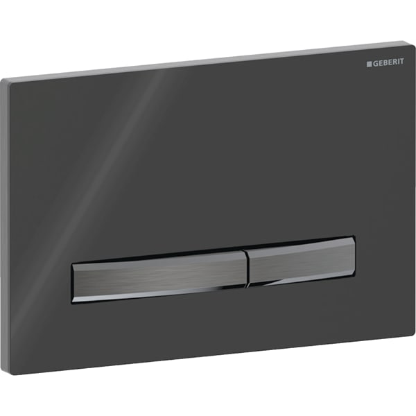 Geberit Sigma50 BetPl., eckig, 2-Mengen-Sp. schwarzchrom gebürstet, Etc/schwarz glzd